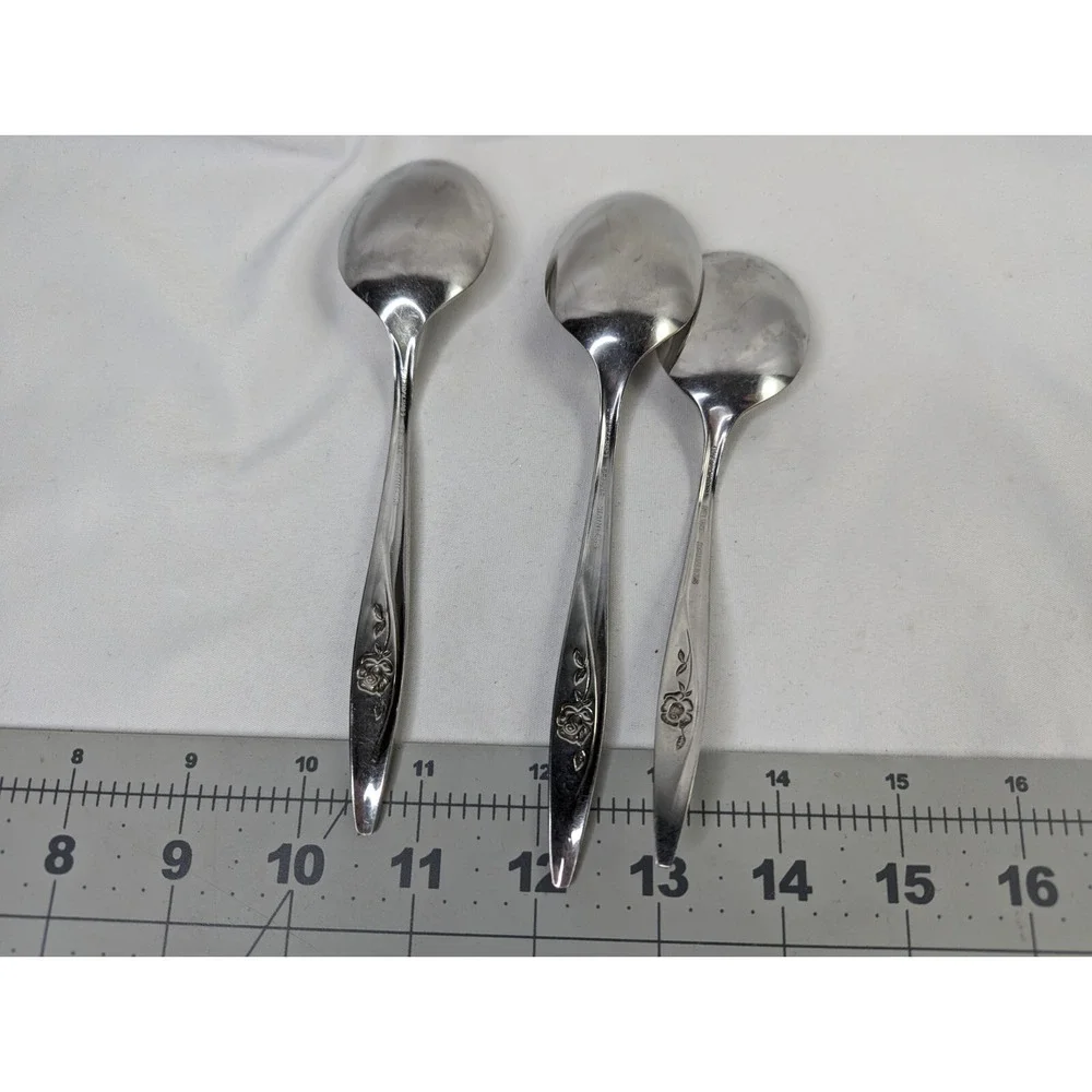 Oneida Lasting Rose 2 Tablespoons 1 Soup Spoon‎ Stainless Flatware Oneidacraft